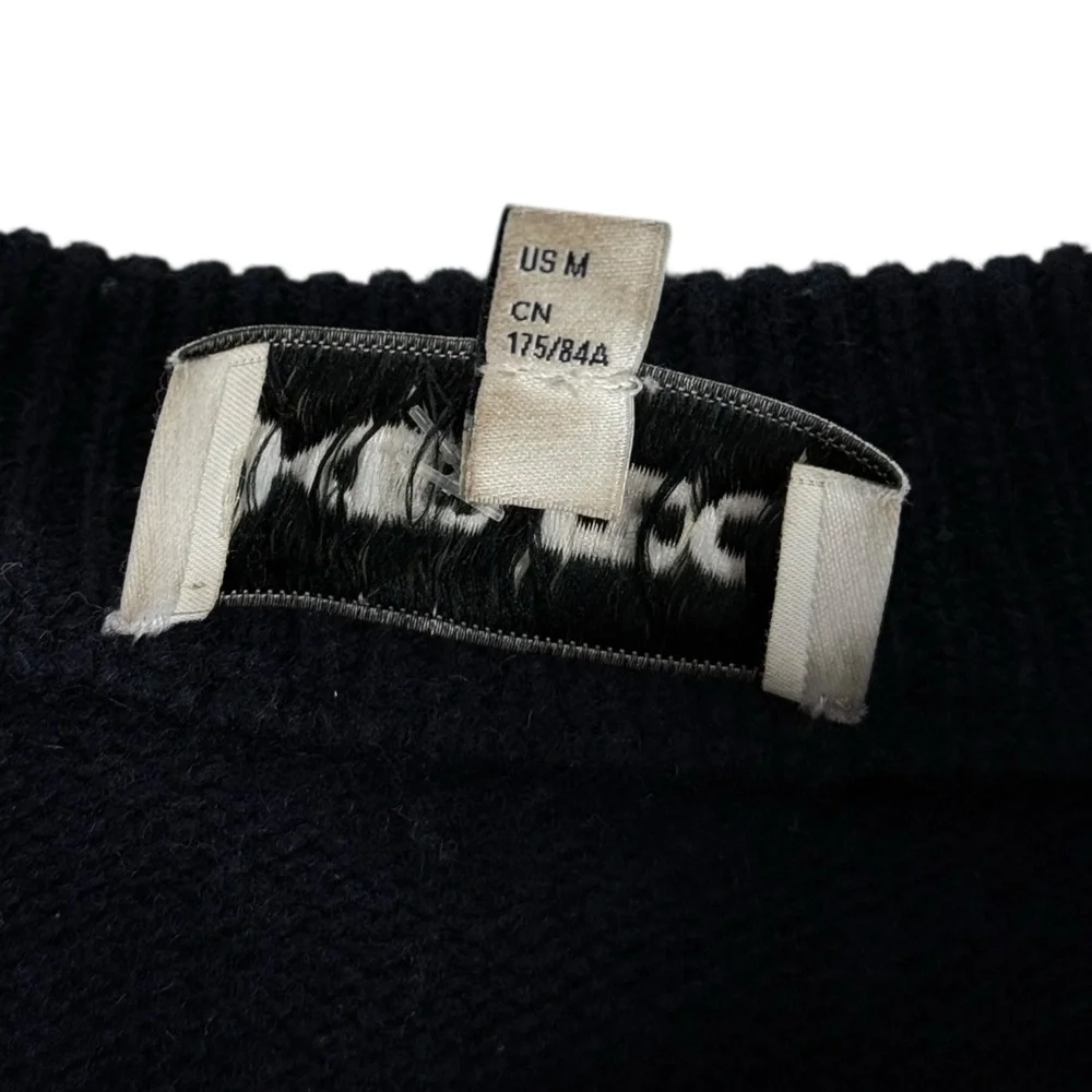 Kenzo Mens Medium Sweater Wool Nylon Blend Blue Knit Logo Triko Crewneck Casual - Picture 8 of 10